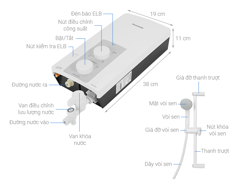 Máy nước nóng Panasonic DH-4RL1VW 4500W - giá tốt, chính hãng]