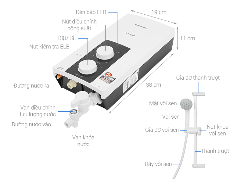 Máy nước nóng Panasonic DH-4RP1VW 4500W - giá tốt, chính hãng