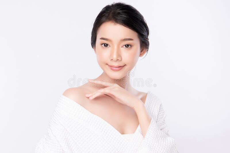Portrait Beautiful Young Asian Woman Clean Fresh Bare Skin Concept. Asian Girl Beauty Face Skincare and Health Wellness, Facial Stock Image - Image of clear, healthy: 172541347
